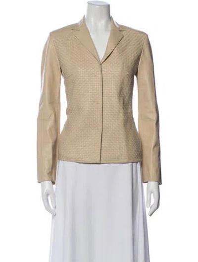 Pre-owned Les Copains Leather Blazer In Neutral