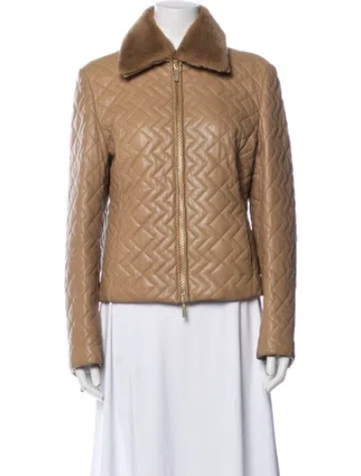 Pre-owned Les Copains Leather Jacket In Neutral