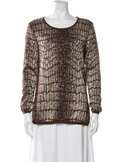Pre-owned Les Copains Linen Animal Print Sweater In Brown