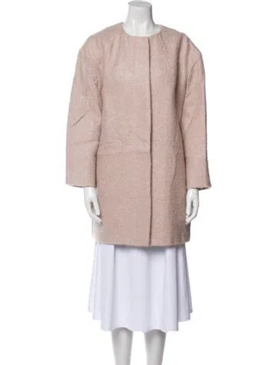 Pre-owned Les Copains Linen Faux Fur Coat In Pink