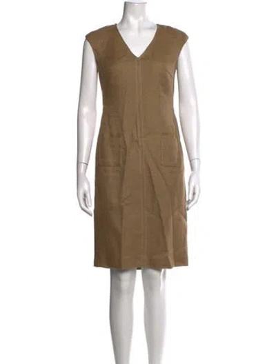 Pre-owned Les Copains Linen Knee-length Dress In Neutrals