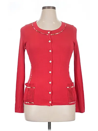 Pre-owned Les Copains Long Sleeve Top Red Sweetheart Neckline Tops