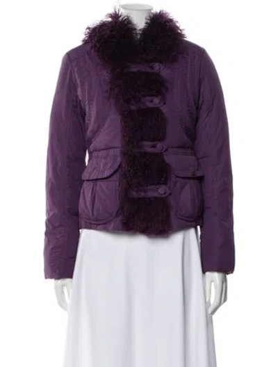 Pre-owned Les Copains Nylon Down Jacket In Purple