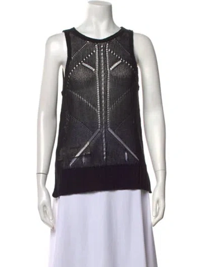 Pre-owned Les Copains Patterned Crew Neck Sweater In Black