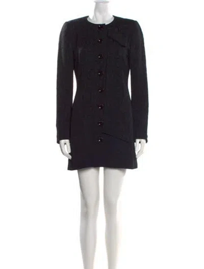 Pre-owned Les Copains Patterned Mini Dress In Black