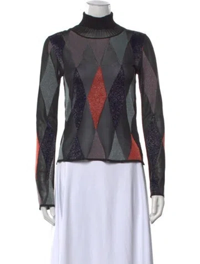 Pre-owned Les Copains Patterned Turtleneck Sweater In Blue