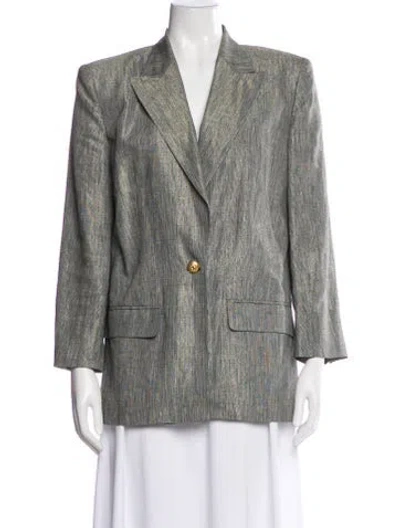 Pre-owned Les Copains Plaid Print Blazer In Gray