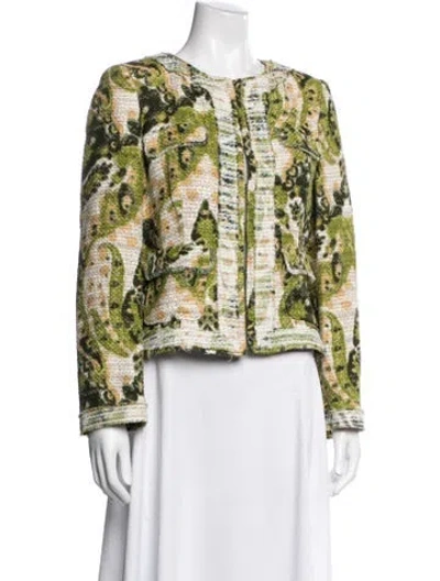 Pre-owned Les Copains Printed Evening Jacket In Green