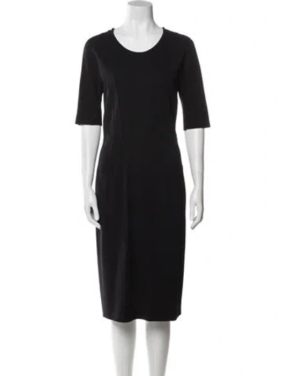 Pre-owned Les Copains Scoop Neck Midi Length Dress In Black