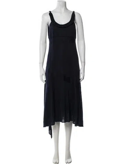 Pre-owned Les Copains Scoop Neck Midi Length Dress In Black
