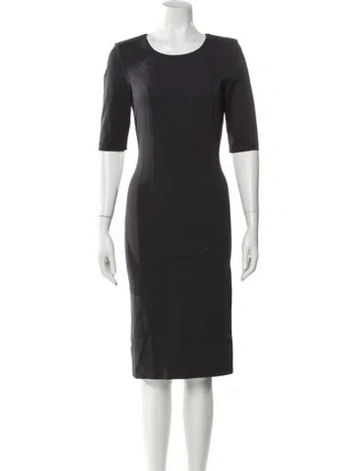 Pre-owned Les Copains Scoop Neck Midi Length Dress In Gray