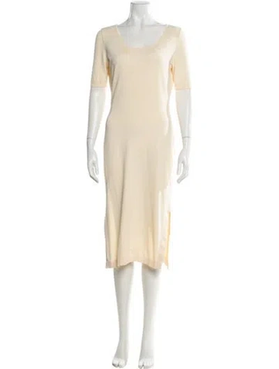 Pre-owned Les Copains Scoop Neck Midi Length Dress In Neutral