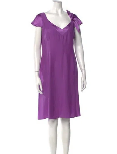 Pre-owned Les Copains Silk Knee-length Dress In Purple