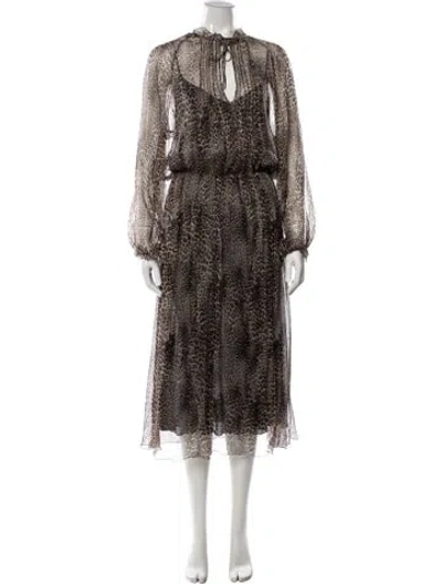 Pre-owned Les Copains Silk Midi Length Dress In Neutrals