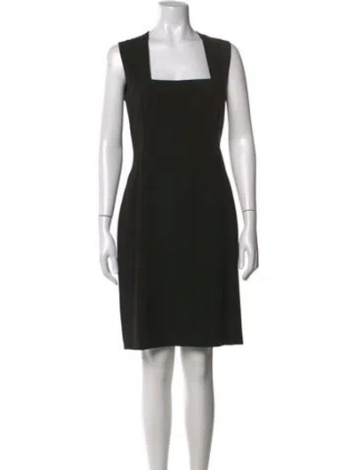 Pre-owned Les Copains Square Neckline Knee-length Dress In Black