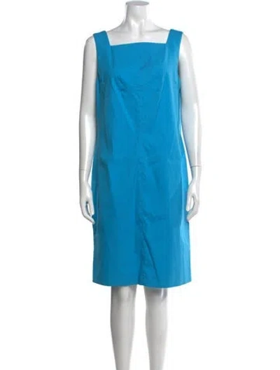 Pre-owned Les Copains Square Neckline Knee-length Dress In Blue