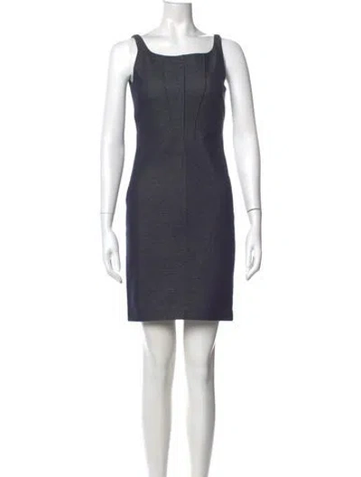 Pre-owned Les Copains Square Neckline Mini Dress In Gray
