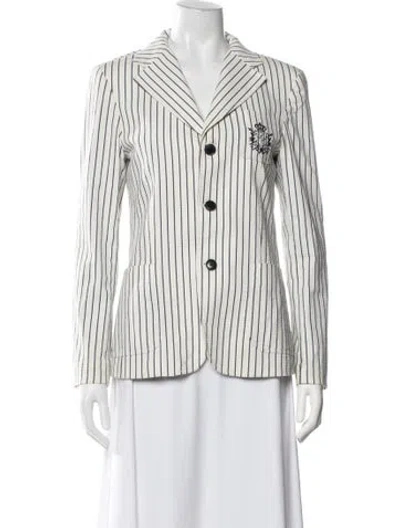 Pre-owned Les Copains Striped Blazer In White
