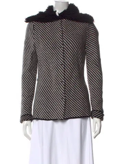 Pre-owned Les Copains Striped Turtleneck Sweater In Black