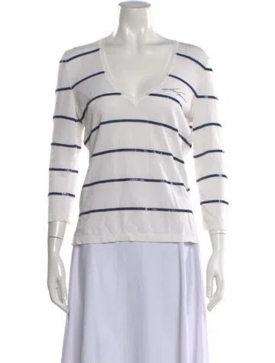 Pre-owned Les Copains Striped V-neck Sweater In Multi