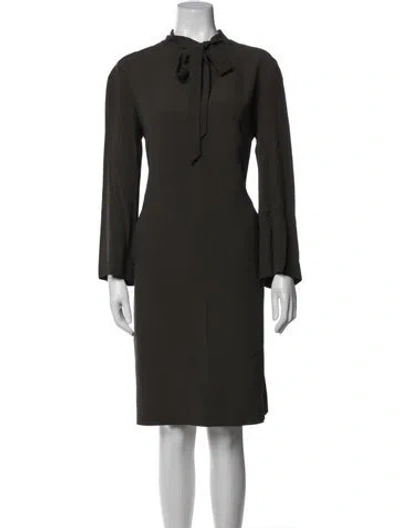 Pre-owned Les Copains Tie Neck Knee-length Dress In Green