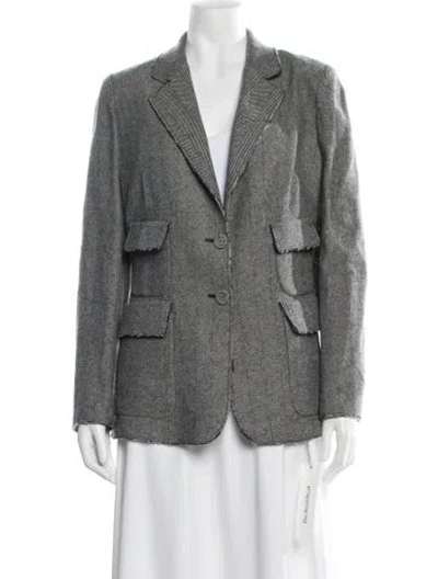 Pre-owned Les Copains Tweed Pattern Blazer In Grey