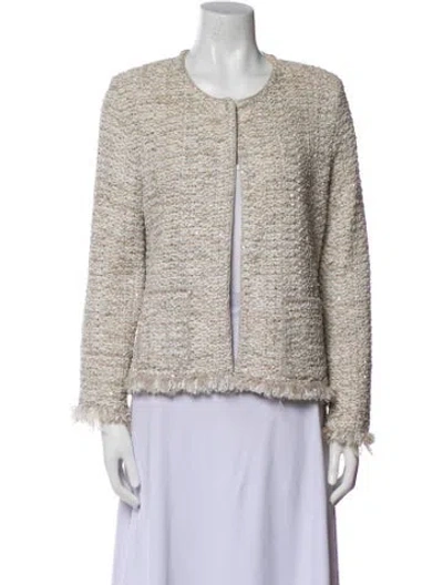 Pre-owned Les Copains Tweed Pattern Evening Jacket In Neutral