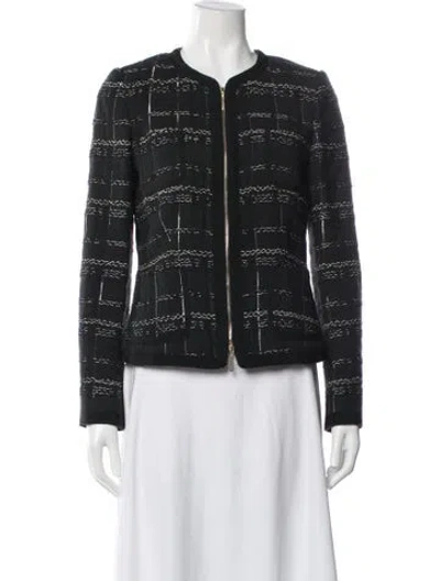 Pre-owned Les Copains Tweed Pattern Jacket In Black