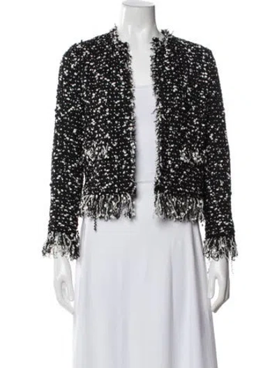 Pre-owned Les Copains Tweed Pattern Jacket In Black