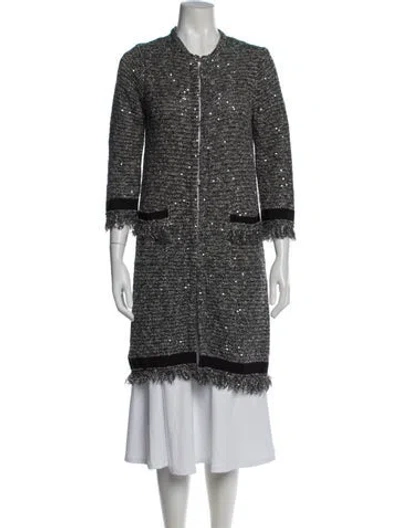 Pre-owned Les Copains Tweed Pattern Jacket In Grey