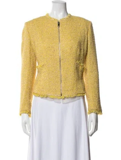 Pre-owned Les Copains Tweed Pattern Jacket In Yellow