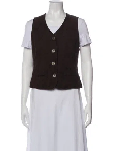 Pre-owned Les Copains Vest In Brown