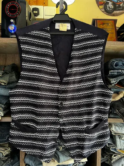 Pre-owned Les Copains Vintage Stripe  Knit Vest In Dark Blue