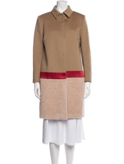 Pre-owned Les Copains Virgin Wool Coat In Brown