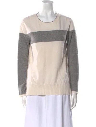 Pre-owned Les Copains Virgin Wool Colorblock Pattern Sweater In Neutral