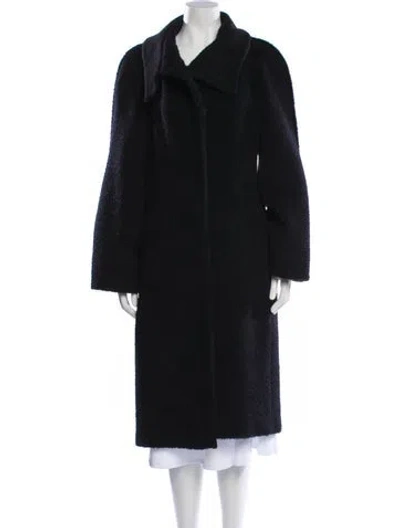Pre-owned Les Copains Virgin Wool Faux Fur Coat In Black