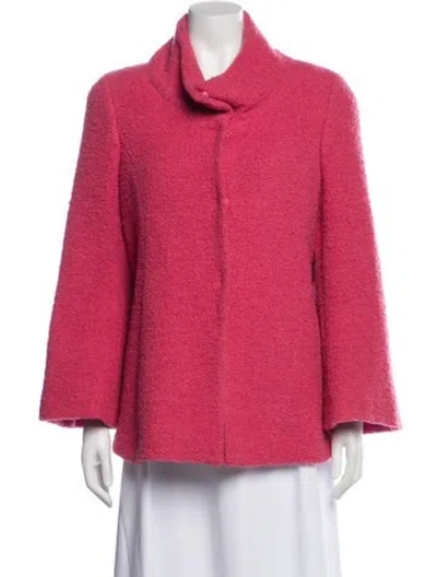 Pre-owned Les Copains Virgin Wool Fur Jacket In Pink