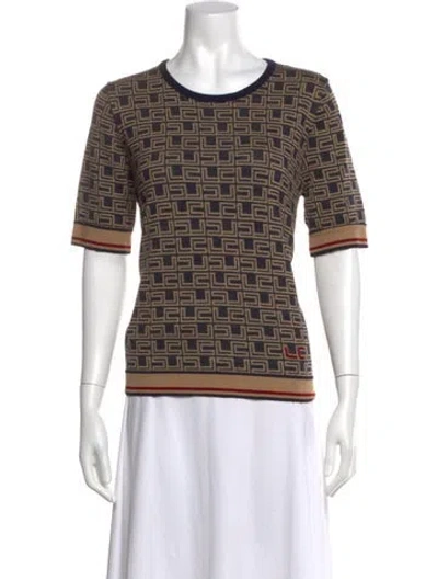 Pre-owned Les Copains Virgin Wool Graphic Print Sweater In Neutral