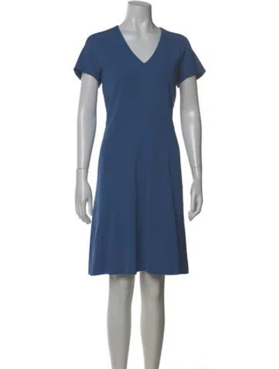 Pre-owned Les Copains Virgin Wool Knee-length Dress In Blue