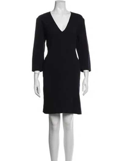Pre-owned Les Copains Virgin Wool Knee-length Dress In Blue