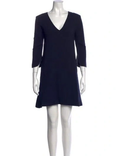 Pre-owned Les Copains Virgin Wool Mini Dress In Blue