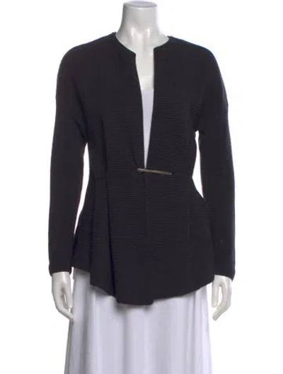 Pre-owned Les Copains Virgin Wool Open Front Sweater In Black