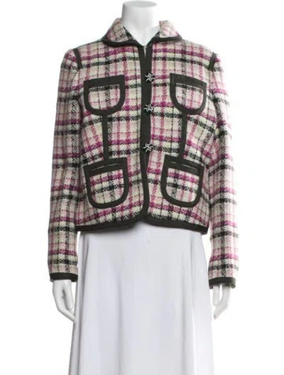 Pre-owned Les Copains Virgin Wool Plaid Print Jacket In Multicolor