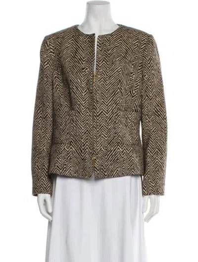 Pre-owned Les Copains Virgin Wool Printed Evening Jacket In Neutral