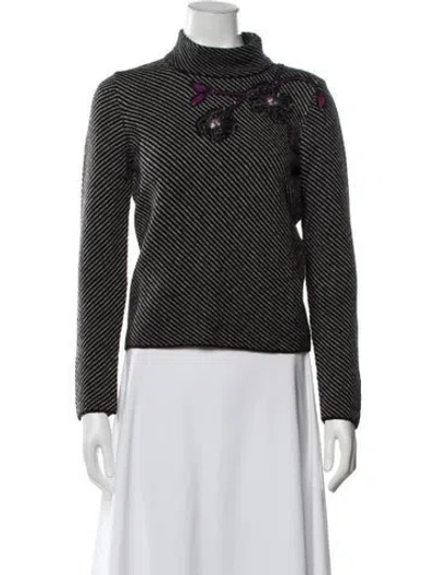 Pre-owned Les Copains Virgin Wool Striped Sweater In Black