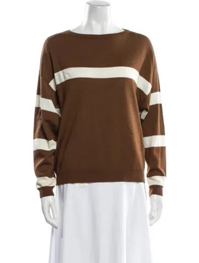 Pre-owned Les Copains Virgin Wool Striped Sweater In Brown