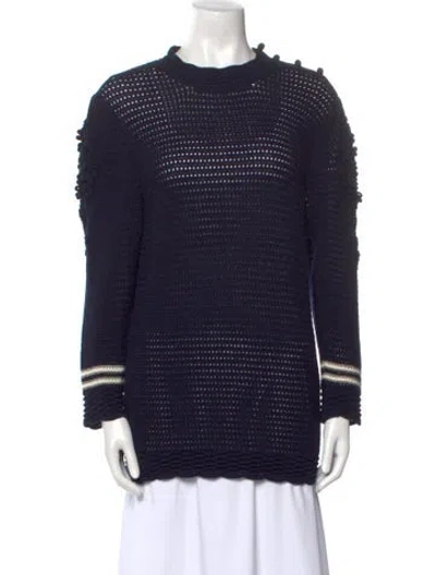 Pre-owned Les Copains Virgin Wool Striped Sweater W/ Tags In Blue