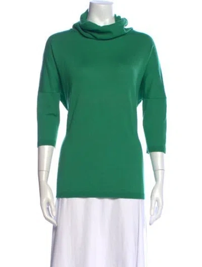 Pre-owned Les Copains Virgin Wool Turtleneck Sweater In Green
