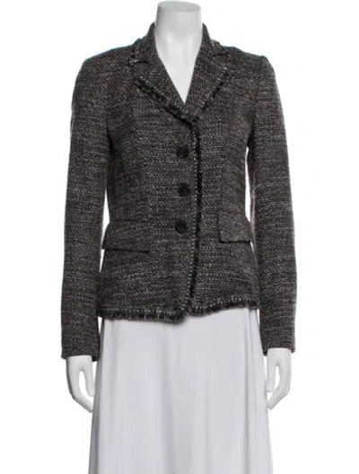 Pre-owned Les Copains Virgin Wool Tweed Pattern Blazer In Black