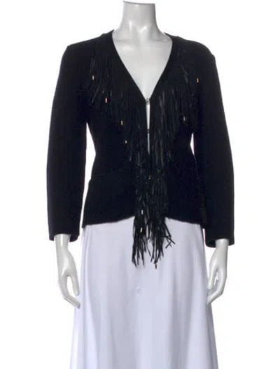 Pre-owned Les Copains Virgin Wool V-neck Sweater In Black